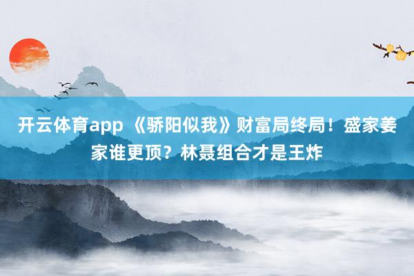 开云体育app 《骄阳似我》财富局终局！盛家姜家谁更顶？林聂组合才是王炸