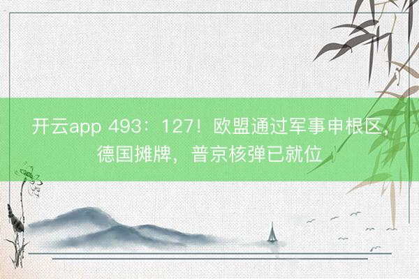 开云app 493：127！欧盟通过军事申根区，德国摊牌，普京核弹已就位