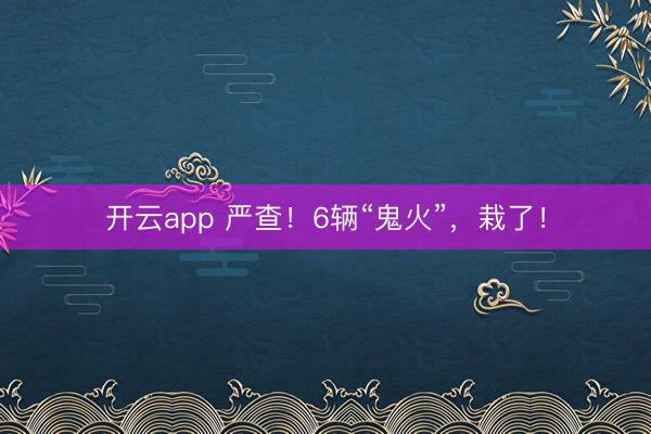 开云app 严查!6辆“鬼火”,栽了!