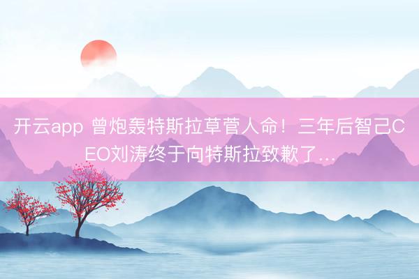 开云app 曾炮轰特斯拉草菅人命！三年后智己CEO刘涛终于向特斯拉致歉了…