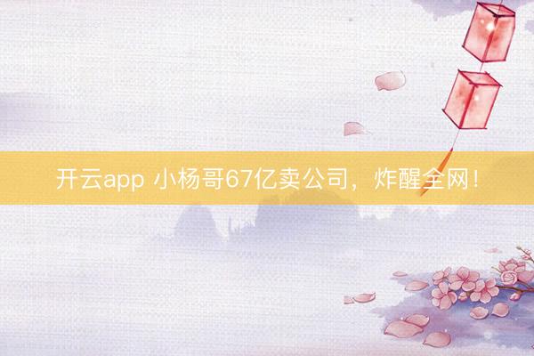 开云app 小杨哥67亿卖公司，炸醒全网！