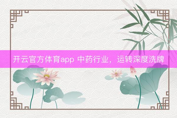 开云官方体育app 中药行业，运转深度洗牌