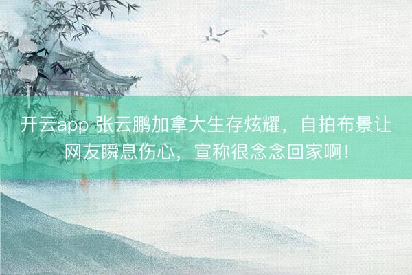开云app 张云鹏加拿大生存炫耀，自拍布景让网友瞬息伤心，宣称很念念回家啊！