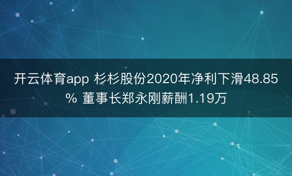 开云体育app 杉杉股份2020年净利下滑48.85% 董事长郑永刚薪酬1.19万