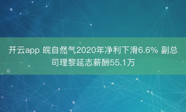 开云app 皖自然气2020年净利下滑6.6% 副总司理黎延志薪酬55.1万