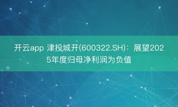 开云app 津投城开(600322.SH)：展望2025年度归母净利润为负值