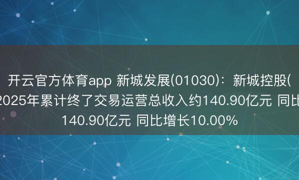 开云官方体育app 新城发展(01030):新城控股(601155.SH)2025年累计终了交易运营总收入约140.90亿元 同比增长10.00%